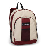 Discount Beige / Burgundy Backpack W/ Front & Side Pockets Cheap