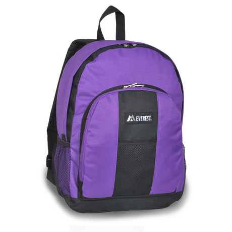 School Dark Purple / Black Backpack W/ Front & Side Pockets Wholesale