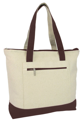 72 ct Heavy Canvas Zippered Shopping Tote Bags - By Case - Alternative Colors