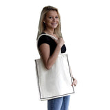 100% Cotton Color Stripe Shopping Tote Bags W/Fancy Handles