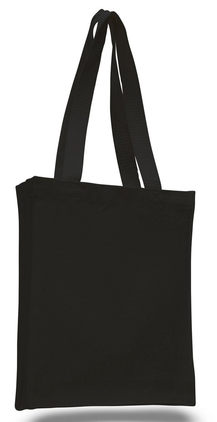 Cheap Black Canvas Tote Bag Book / Bag with Gusset