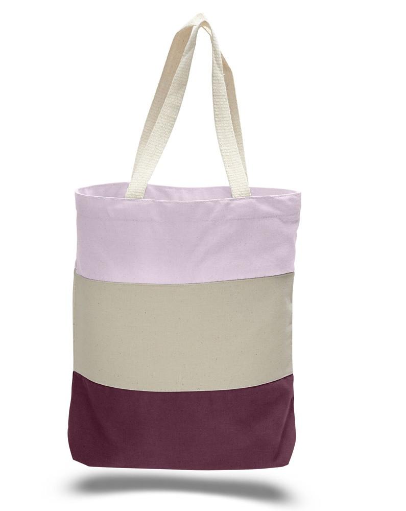 Cheap Canvas Tote Bags Tri Color Maroon