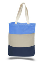Reusable Canvas Tote Bags Tri Color Navy