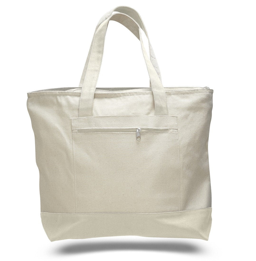 Heavy Canvas Zippered Shopping Tote Bags Wholesale canvas tote bags