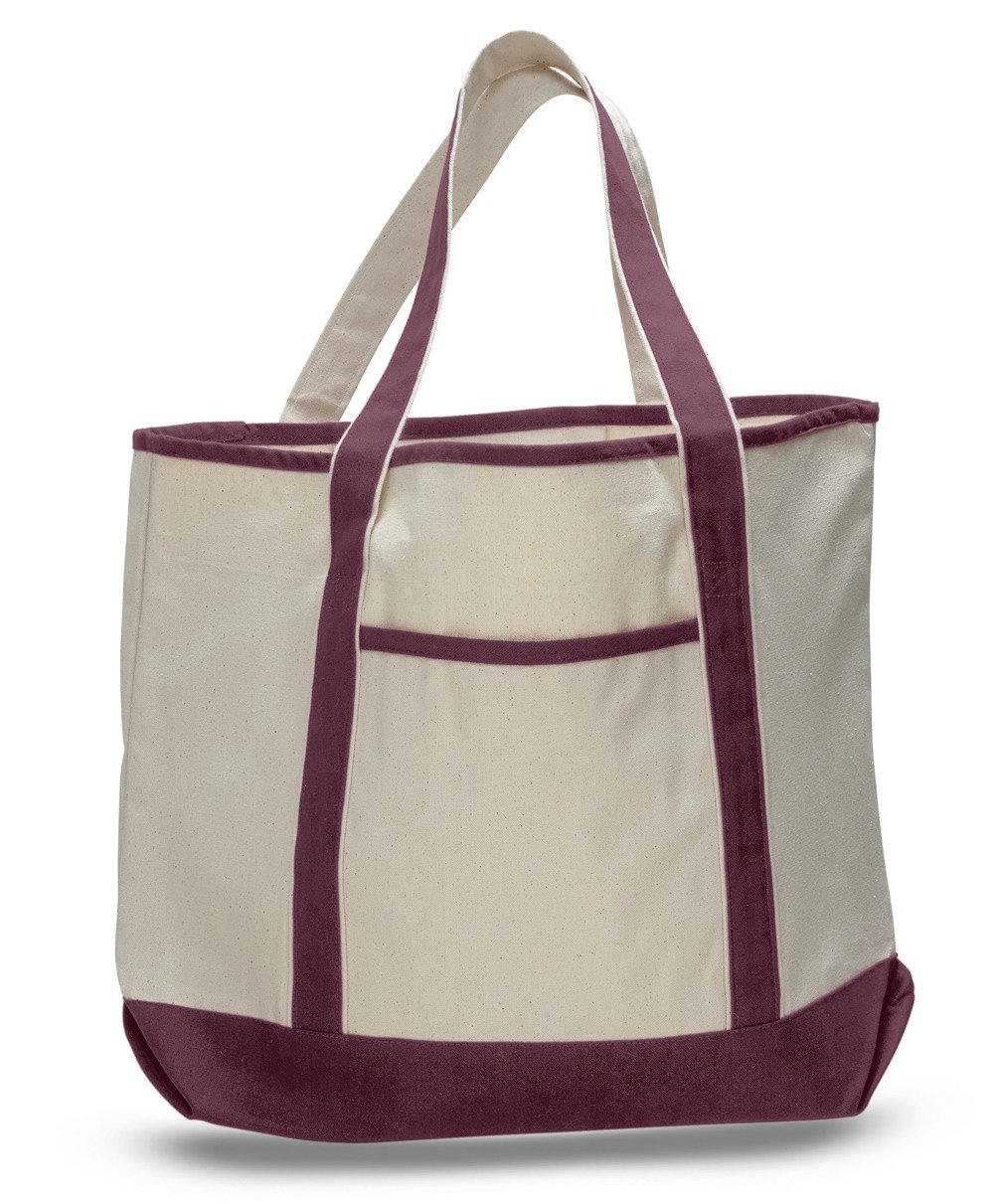Maroon Reusable Canvas Deluxe Tote Bag
