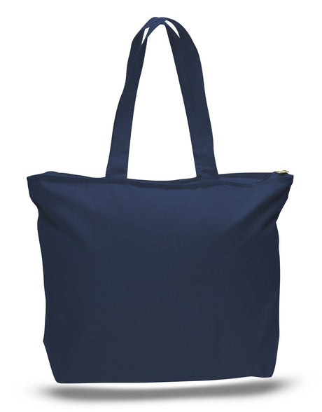 Navy Cotton Affordable Zippered Tote Bags 