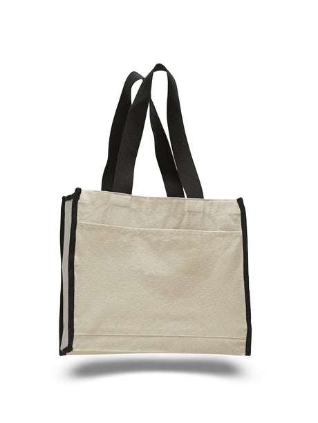 Cheap Canvas Tote Bag with Black Colored Trim