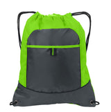 Lime Cheap Drawstring Bags /Two Tone Pocket Cinch Pack