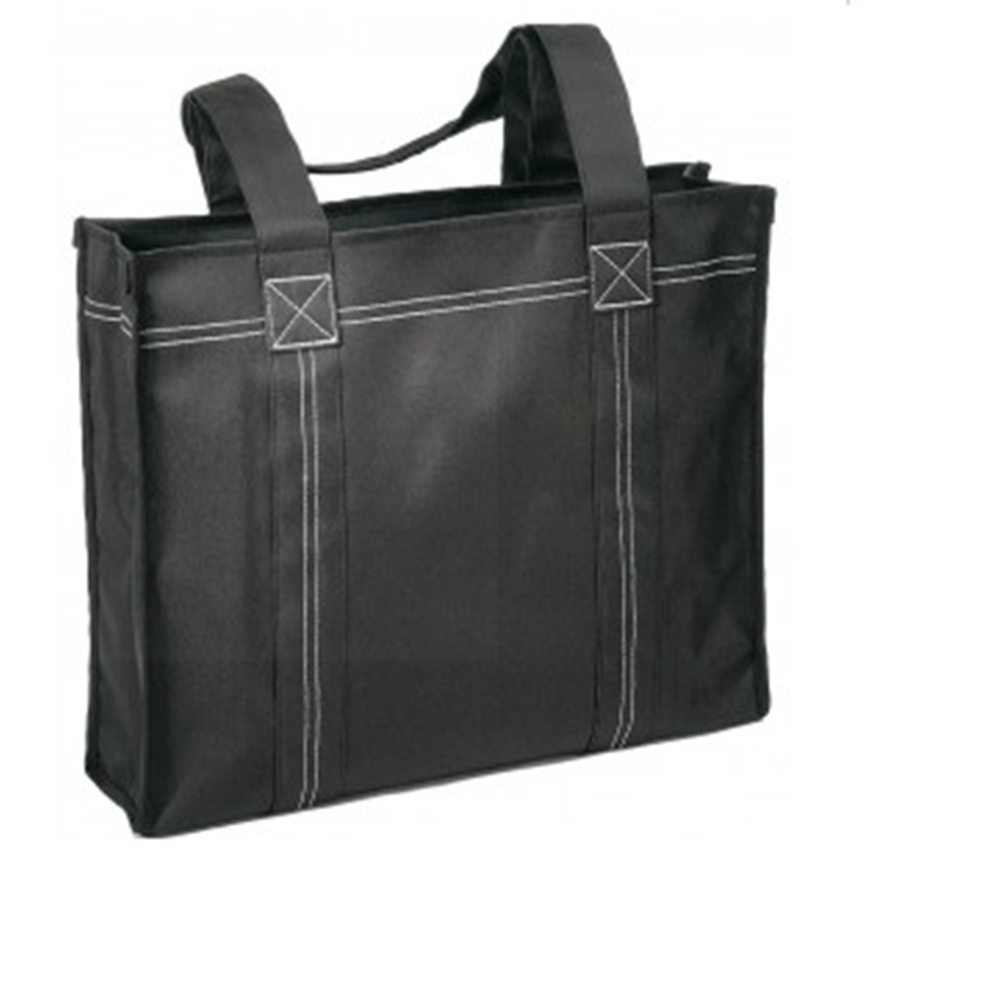 Polyester Deluxe Tote Bag with Easy Access Side Pocket black