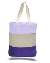 Durable Canvas Tote Bags Tri Color Purple