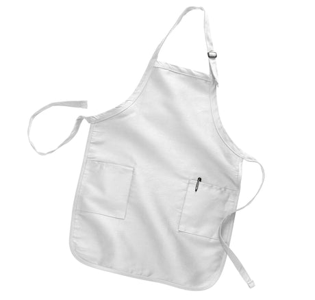 White promotional full length apron