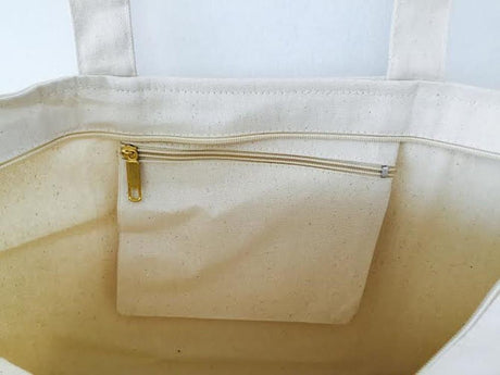 Natural Cheap inside pocket Zippered Totes 