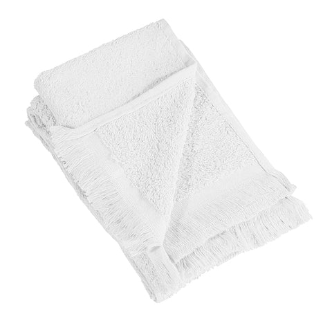 Value 11" x 18 Velour Fringed Fingertip Towels by the Dozen - White