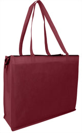 200 ct Zippered Large Tote Bags - Reusable Grocery Bags - By Case