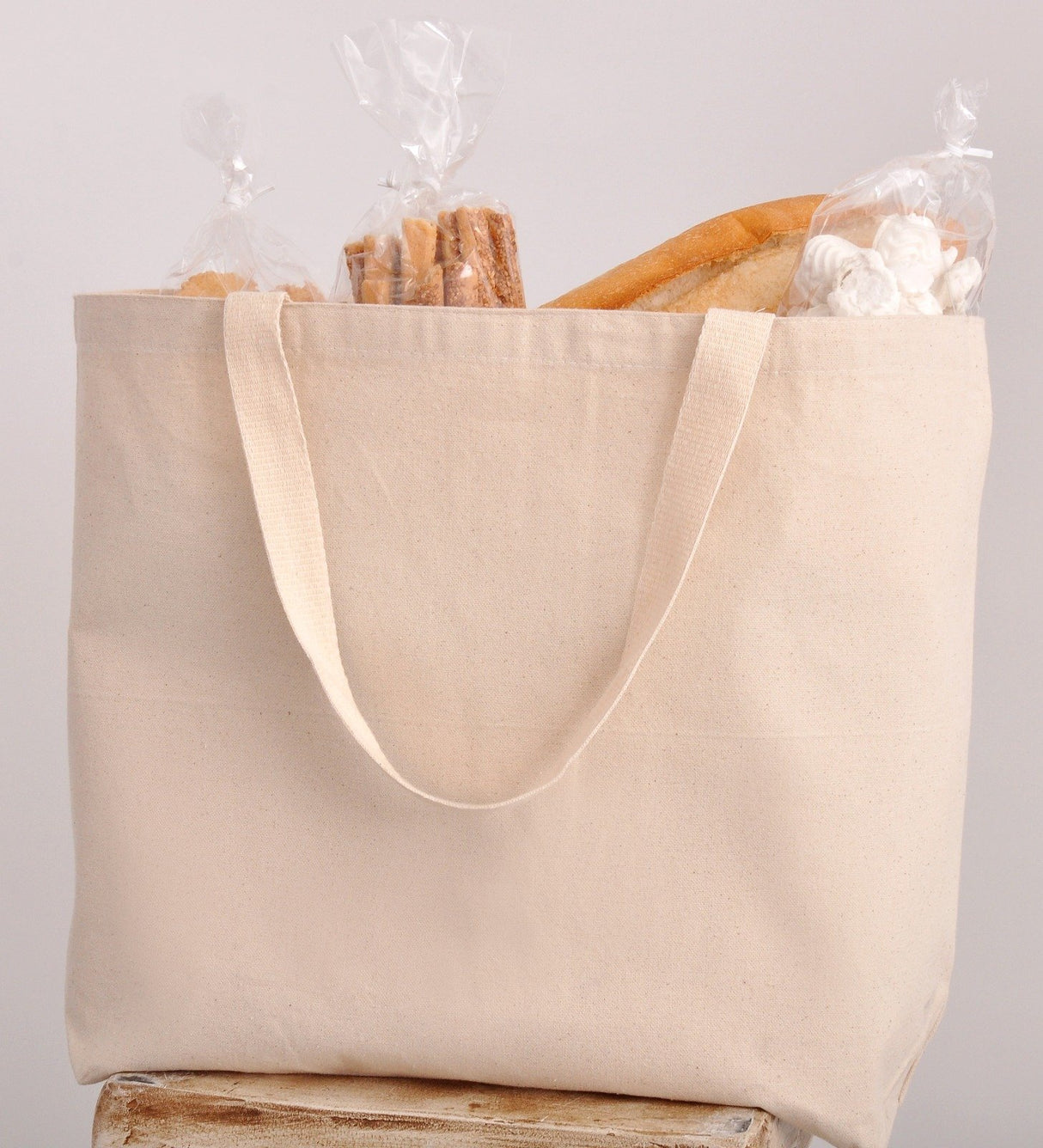 12 ct Large Canvas Wholesale Tote Bag with Long Web Handles - By Dozen