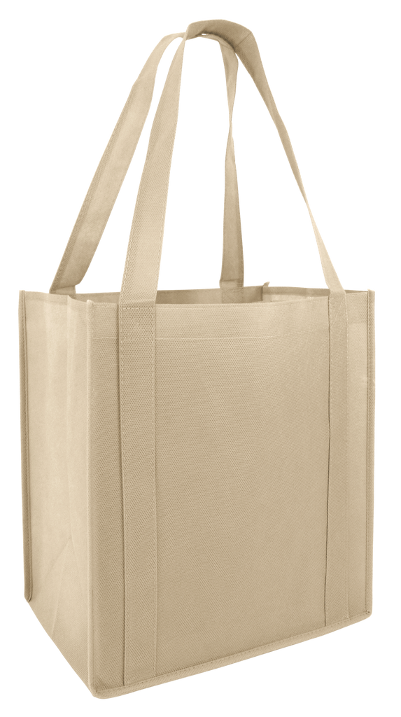 TBF (Set of 25) Heavy Duty Grocery Shopping Tote Bag w/ Strong Reinforced Handles (Khaki), Girl's, Size: Large, Beige