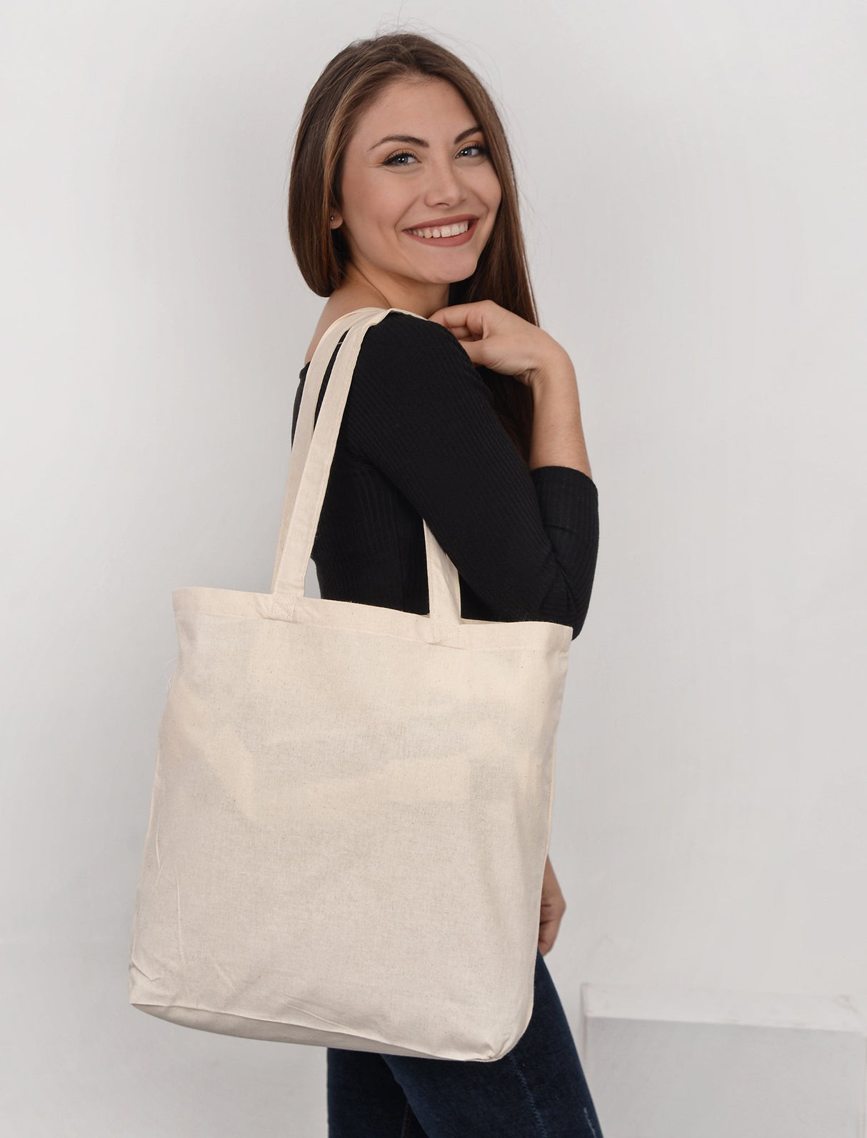 12 ct Over-the-Shoulder Grocery Tote Bags 100% Cotton - By Dozen