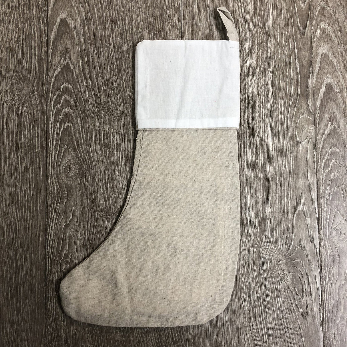 Reusable Wholesale 16” Christmas Stocking goodies Cotton Linen Gift Santa Sack Screen Printing Embroidery Heat Transfer Vinyl