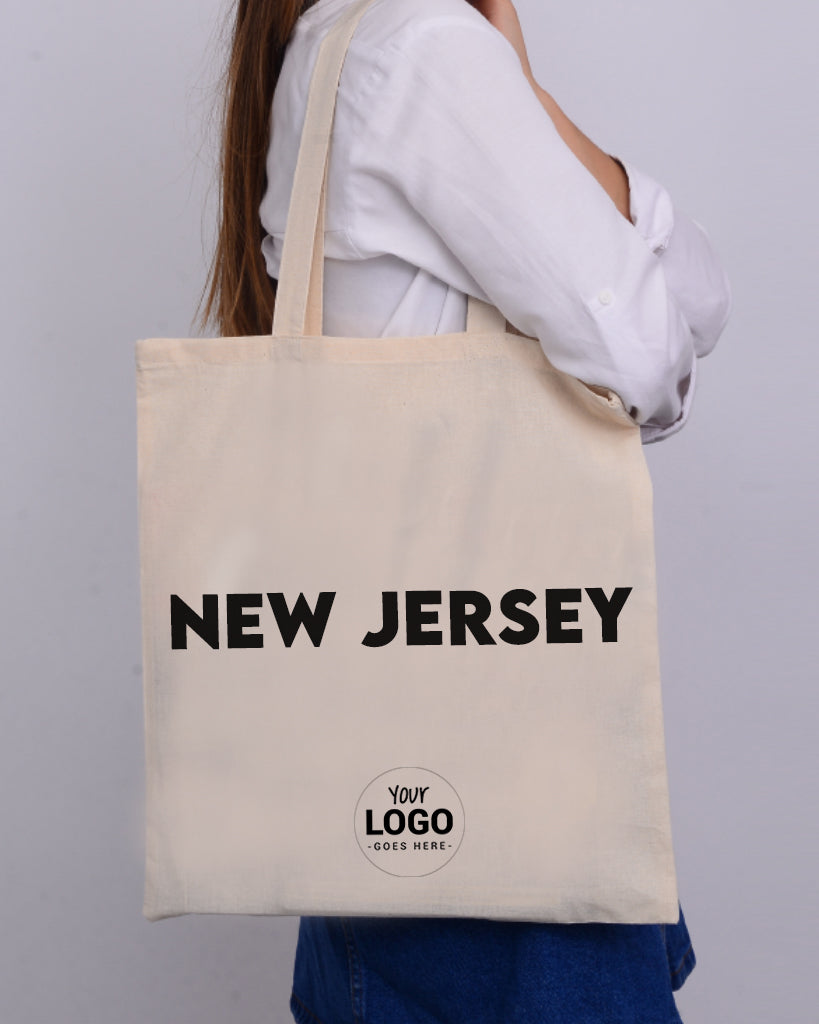 New Jersey Tote Bag State Tote Bags - Black Natural Color Handle 
