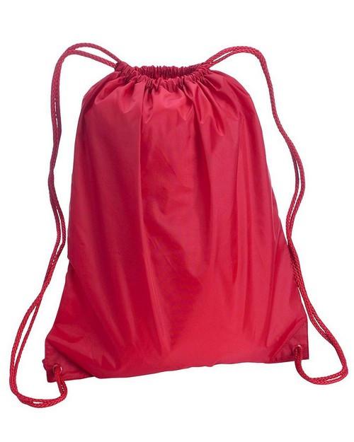 Red store drawstring backpack