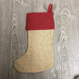 Reusable Wholesale 16” Christmas Stocking goodies Jute Burlap Gift Santa Sack Screen Printing Embroidery Heat Transfer Vinyl two color