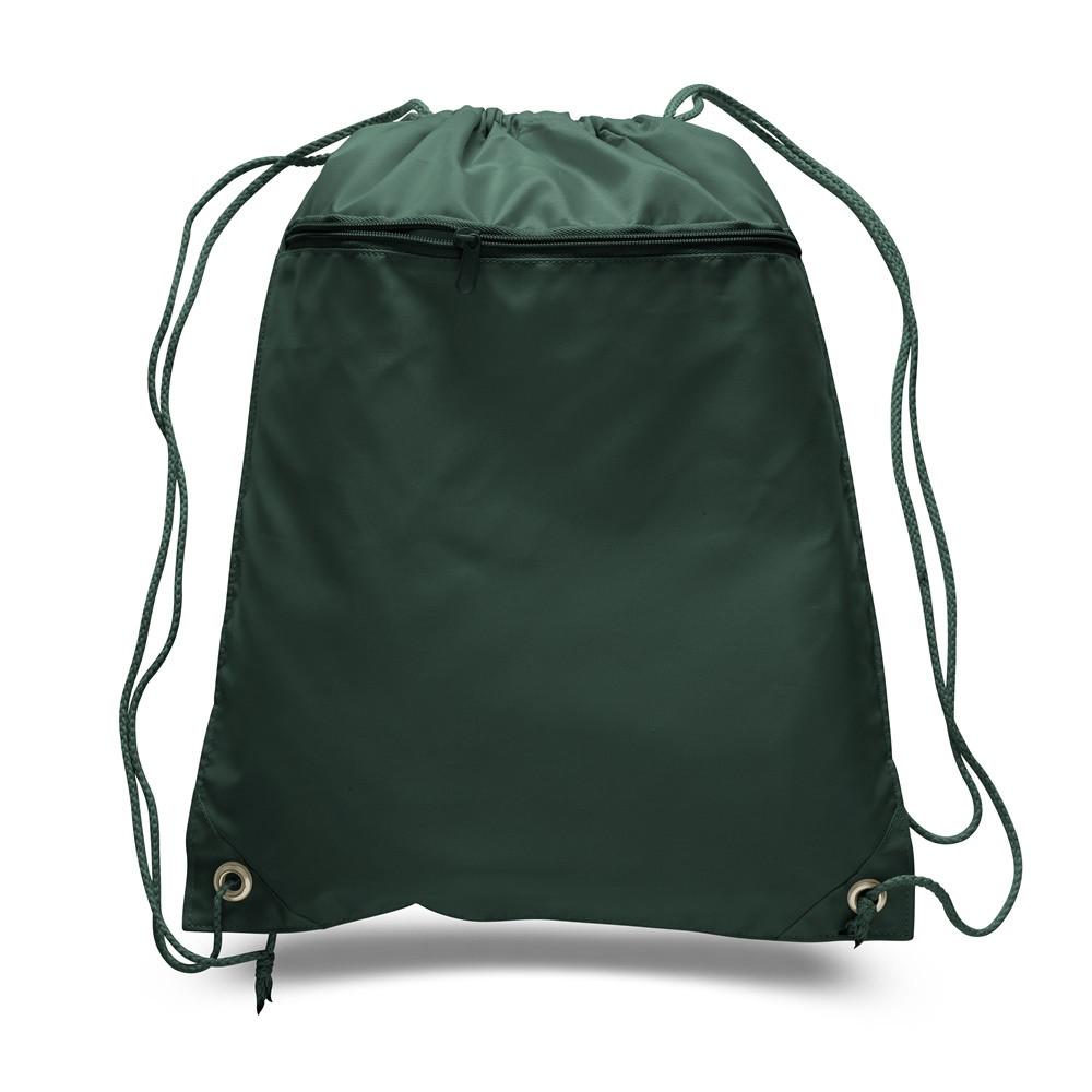 Forest Green Polyester Sport Drawstring Bags
