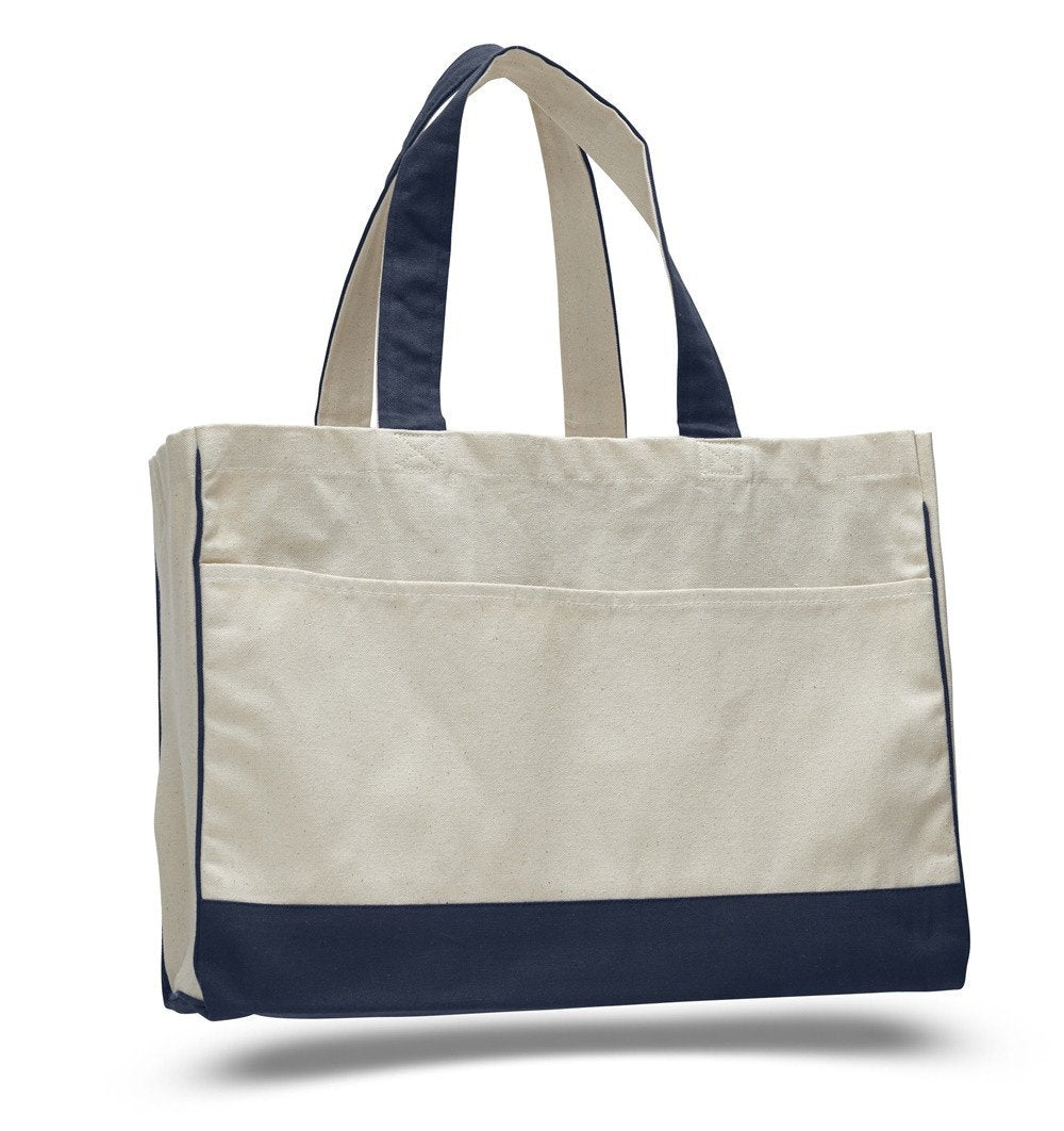 Affordable Navy Cotton Canvas Tote Bag 