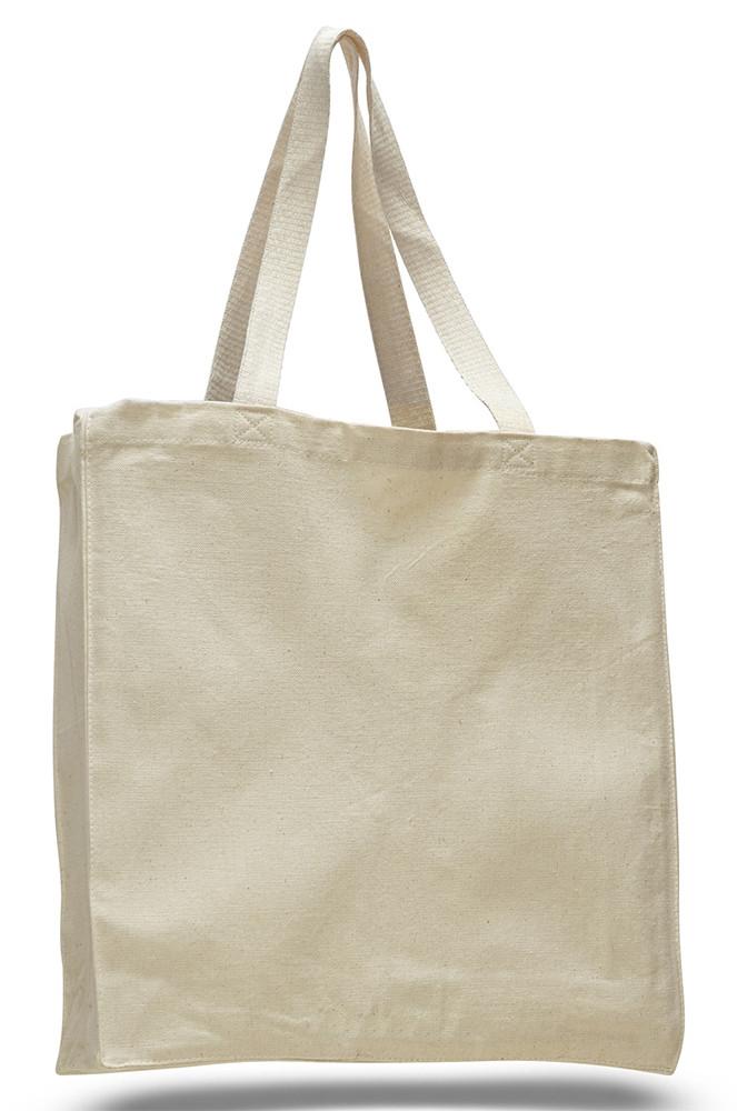 Affordable Heavy Canvas Shopping Bags With Full Gusset in Natural