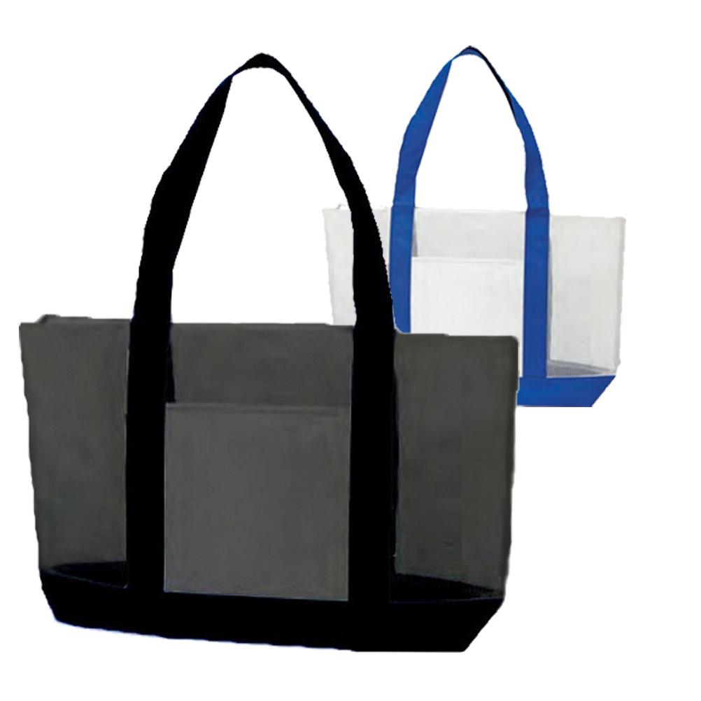 Nylon Mesh Large Tote Bag With Zipper