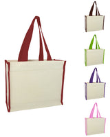 72 ct Heavy Canvas Tote Bag with Colored Trim - By Case - Alternative Colors