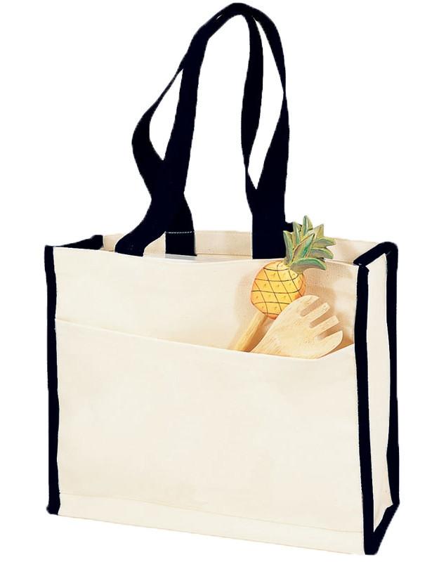 Heavy Canvas Tote Bag with Black Colored Trim