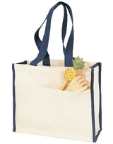 Affordable Heavy Canvas Tote Bag with Navy Colored Trim