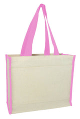 72 ct Heavy Canvas Tote Bag with Colored Trim - By Case