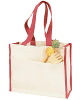Cheap Heavy Canvas Tote Bag with Red Colored Trim