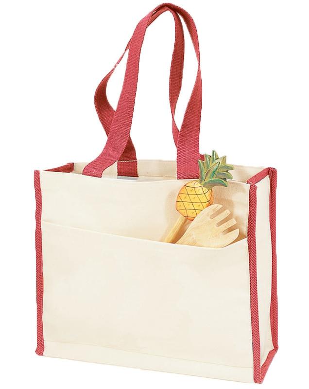 Heavy Canvas Tote Bag with Colored Trim