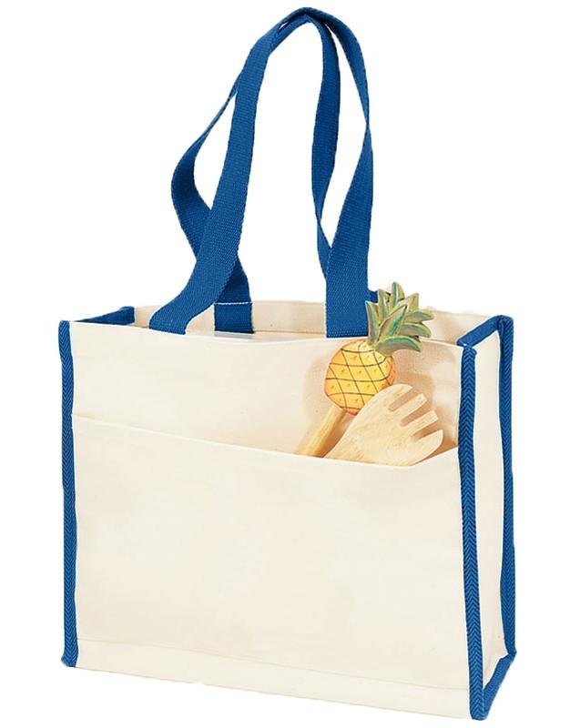 Wholesale Heavy Canvas Tote Bag with Royal Colored Trim