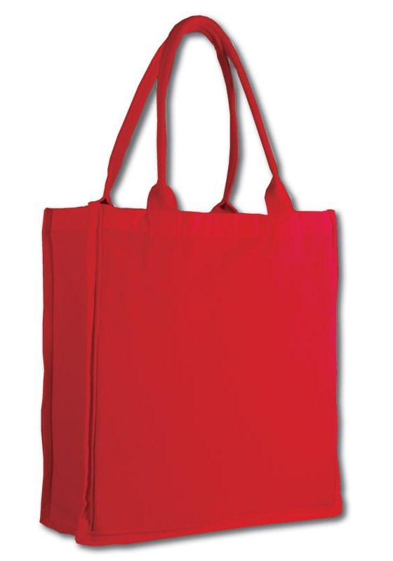 Durable 100% Cotton Fancy Shopper Tote Bags in Red