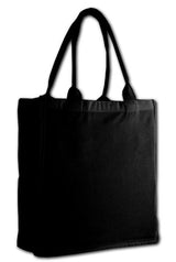 Strong 100% Cotton Fancy Shopper Tote Bags in Black  
