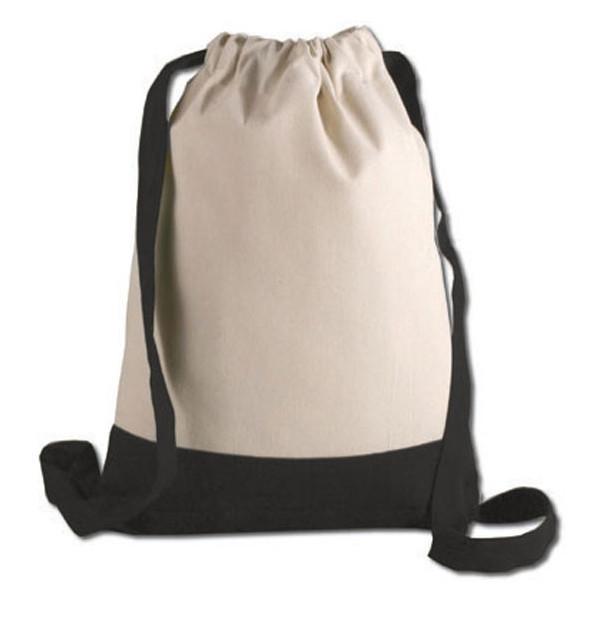 Two Tone Canvas Sport Drawstring Backpack Black