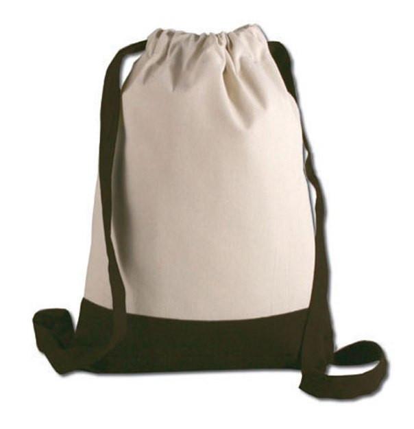 Canvas Cheap Drawstring Backpack Chocolate color