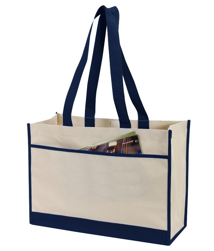Promotional Two Tone Polyester cheap tote bag Navy