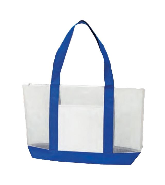 Unique Bargains Nylon Document Bag with Handle Mesh Transparent Handbag  Files Tote Pouch for Office Business Gray