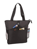 Zippered Poly Tote Bag with Side and Front Pockets