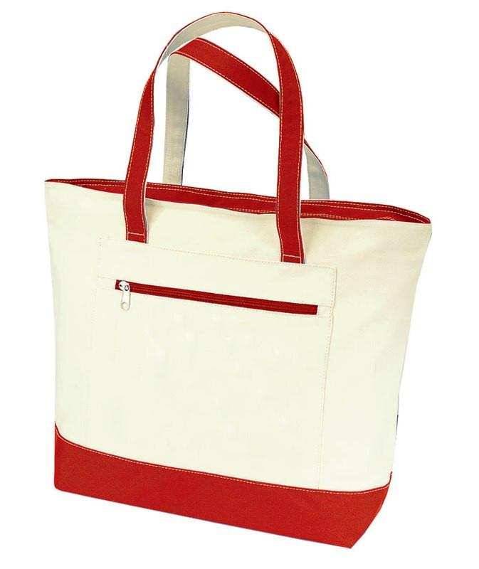 Best Quality Cheap Heavy Canvas Zippered Shopping Totes in Red
