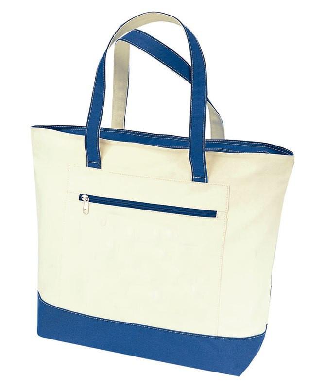 Cheap Best Quality Heavy Canvas Zippered Shopping Totes in Royal