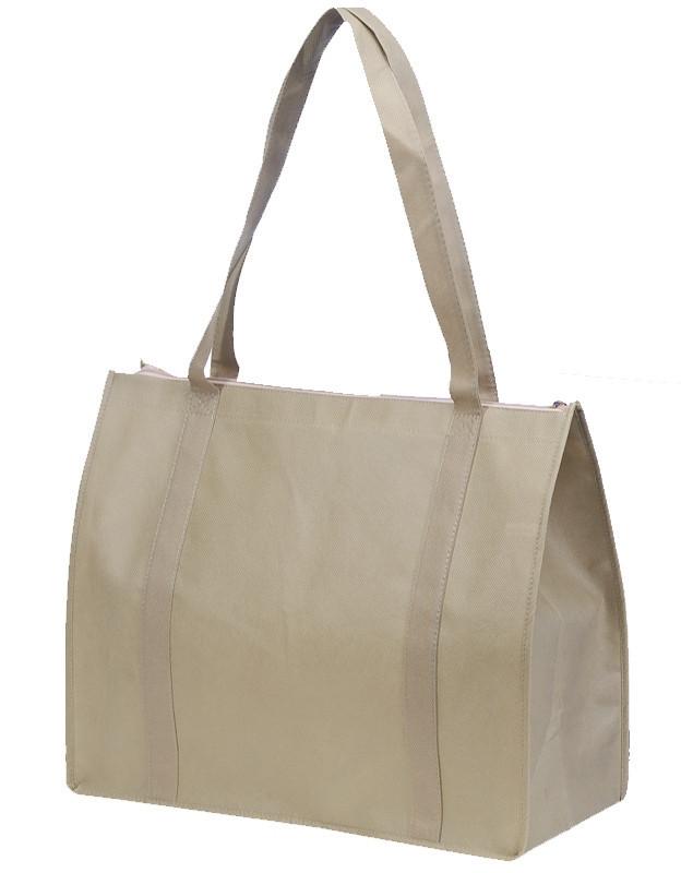 Wholesale zippered Non Woven Tote Bag Khaki
