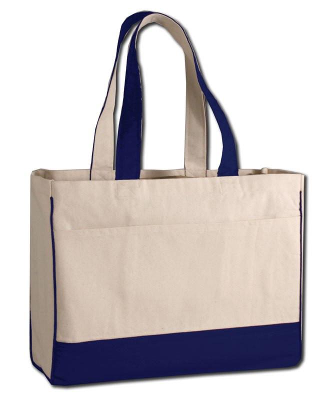 Printed Cotton Four Stitch Grey Canvas Shopping Bag, Size