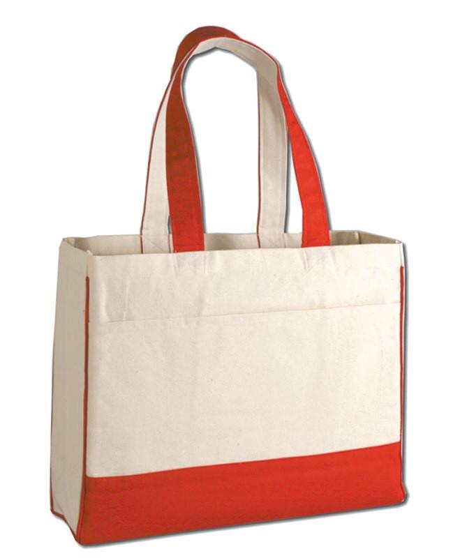 Best Quality Red Cotton Canvas Tote Bag with Inside Zipper Pocket 
