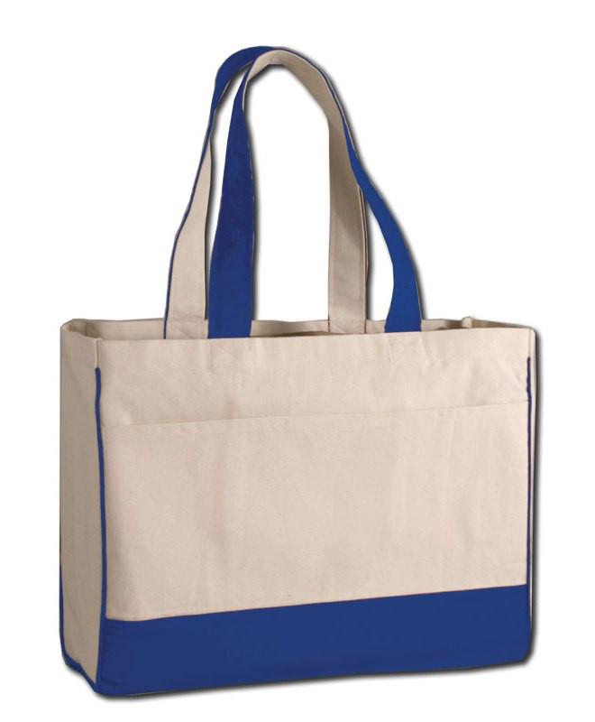 Quality Royal Cotton Canvas Tote Bags With Zippered Pocket