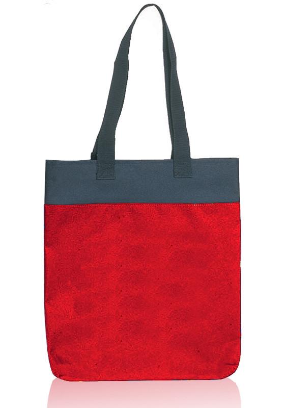Red and Black Two Tone Polyester Tote Bags With Long Handles